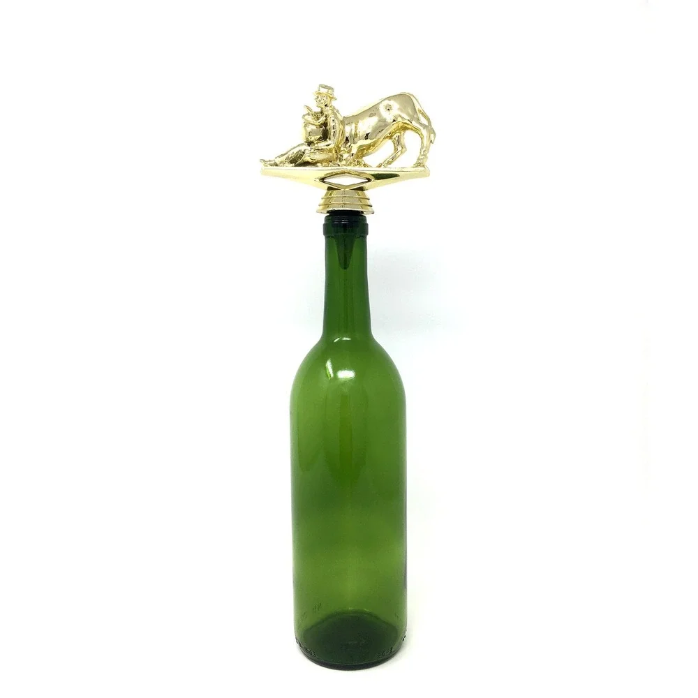Handmade Bottle Stopper made from Repurposed Bull Dogger Trophy